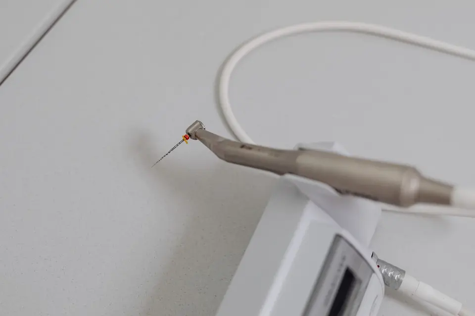 Detailed view of a dental instrument used in dentistry, showcasing precise technology.